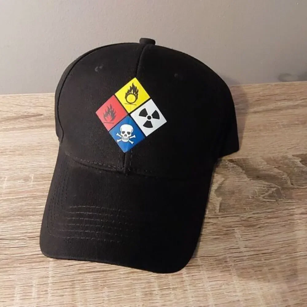 NEW Poison, Radioactive‎ Warning Symbol Black Adjustable Baseball Dad hat Zombie